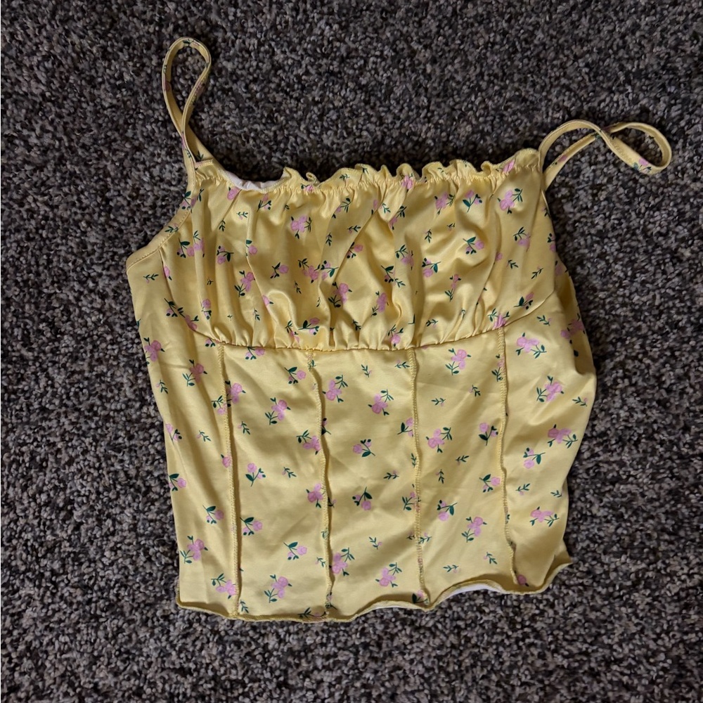 SHEIN Yellow Floral Camisole Top